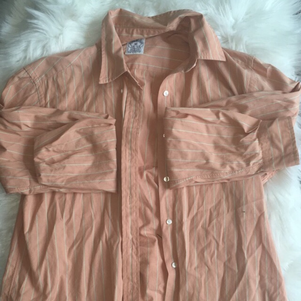 BrooksBrothers Orange striped Women’s button up